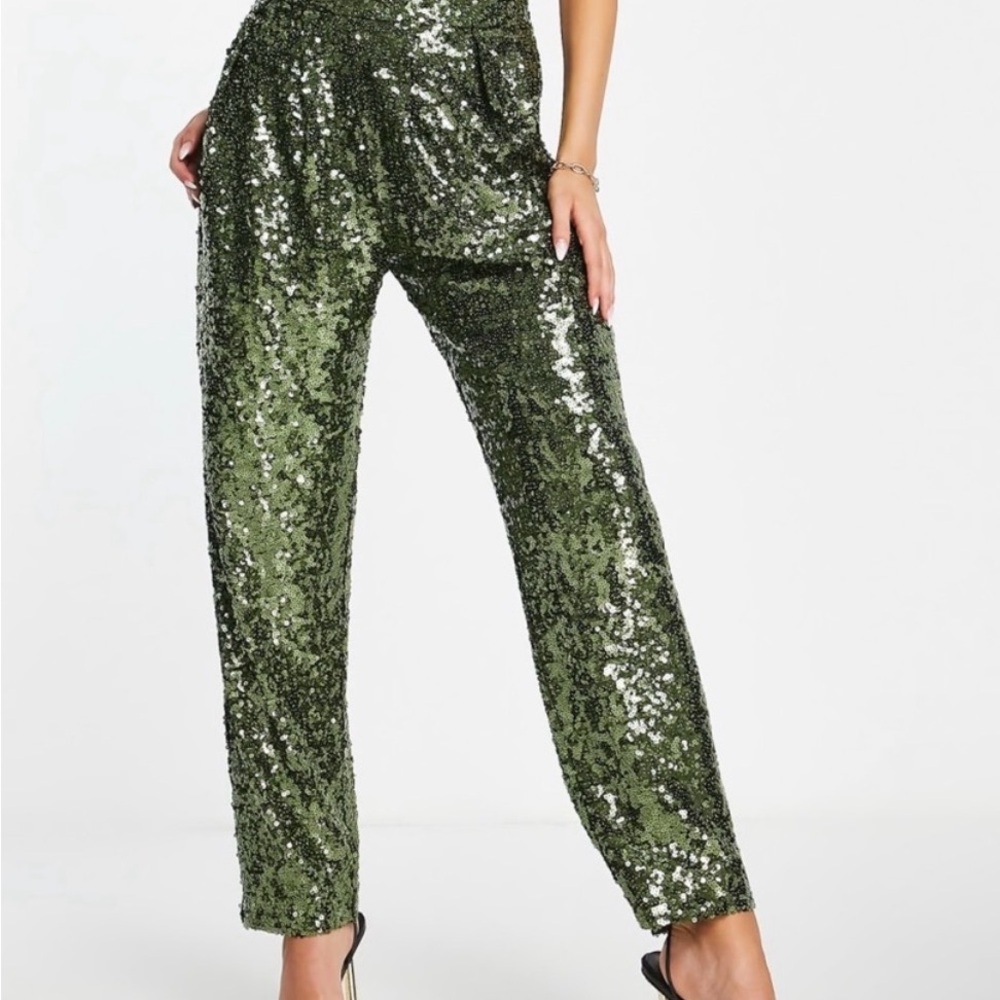 Sequin Green Women's Pants